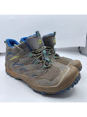 Merrell Chameleon 7 Access Mid Kids Size 5.5 Waterproof Gray Blue Hiking Shoes